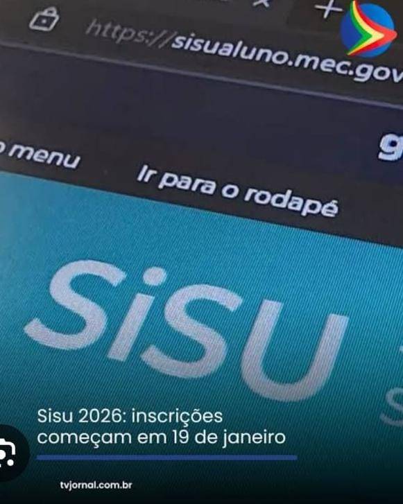 Inscri��es para o Sisu 2026 come�am nesta segunda com mais de 274 mil vagas