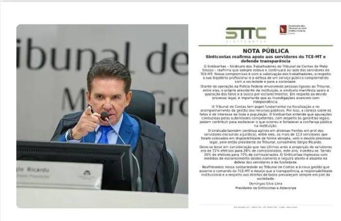 Sindicato aponta redu��o de servidores efetivos e avan�o de comissionados na gest�o de S�rgio Ricardo no TCE-MT