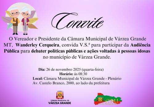 Câmara de Várzea Grande realiza audiência pública sobre políticas para pessoas idosas